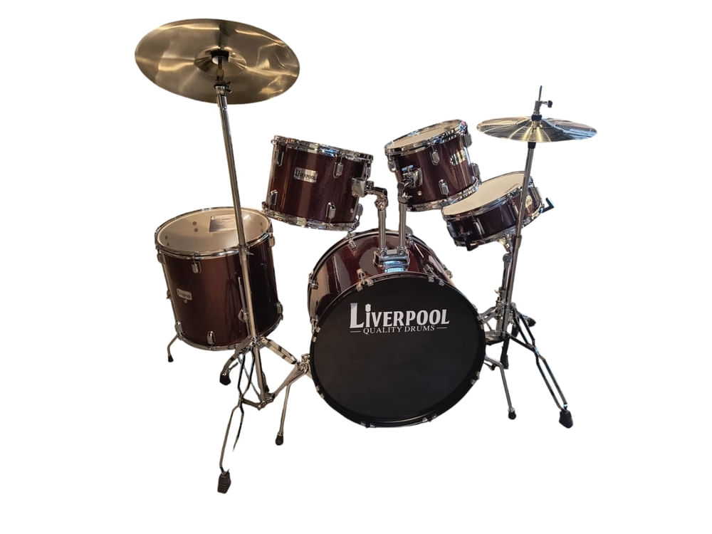 Bateria Acustica Liverpool JBP2211D-RD-005 5 Piezas con Platos y Pedestales Incluidos