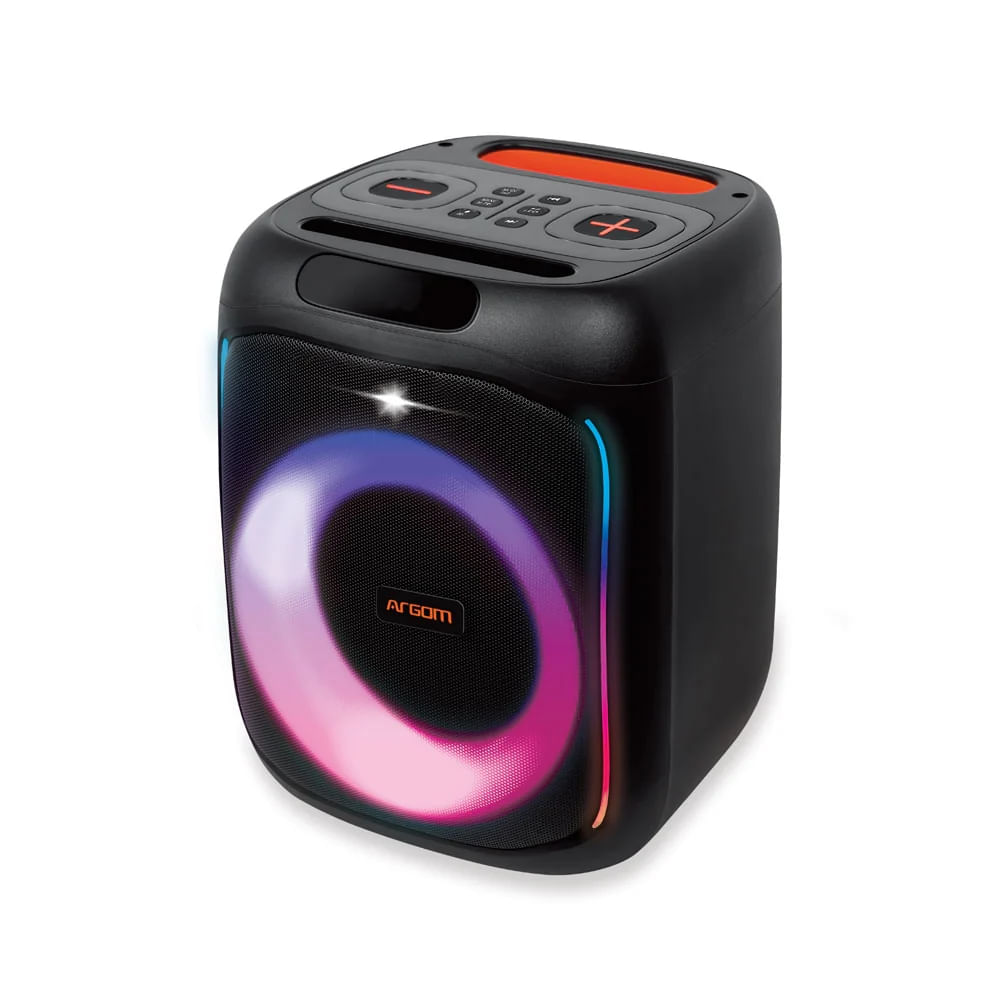 Bocina Portatil Argom Rave Box 600W Bluetooth Inalambrica con Luces LED, Karaoke, USB, Tarjeta TF y Control Remoto ARG-SP-4050BK