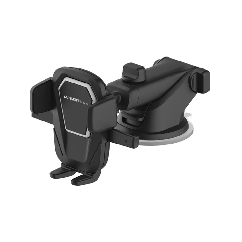 Soporte para Telefono de Carro Argom One Touch ARG-AC-0310BK con Rotacion 360 y Brazo Telescopico en Color Negro