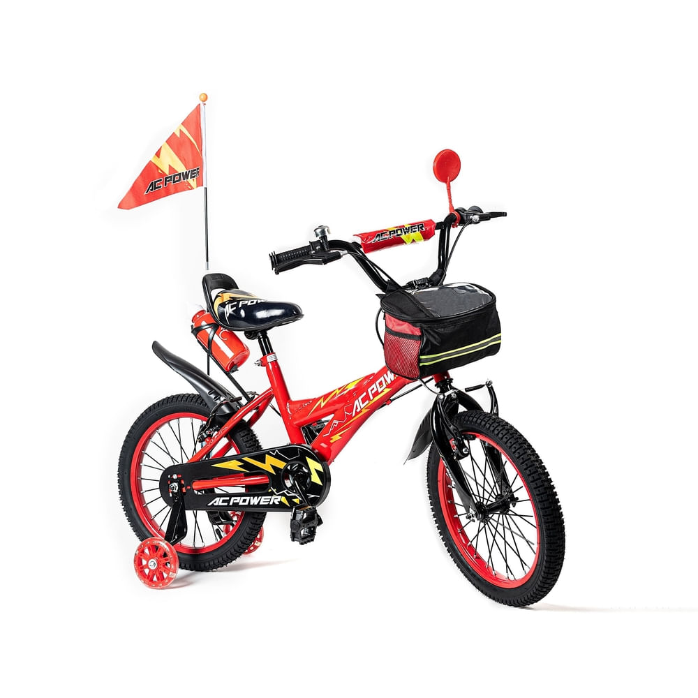 Bicicleta AC Power R16 de 4 a 6 Años con Llantas de Apoyo, Timbre y Accesorios en Colores Varios