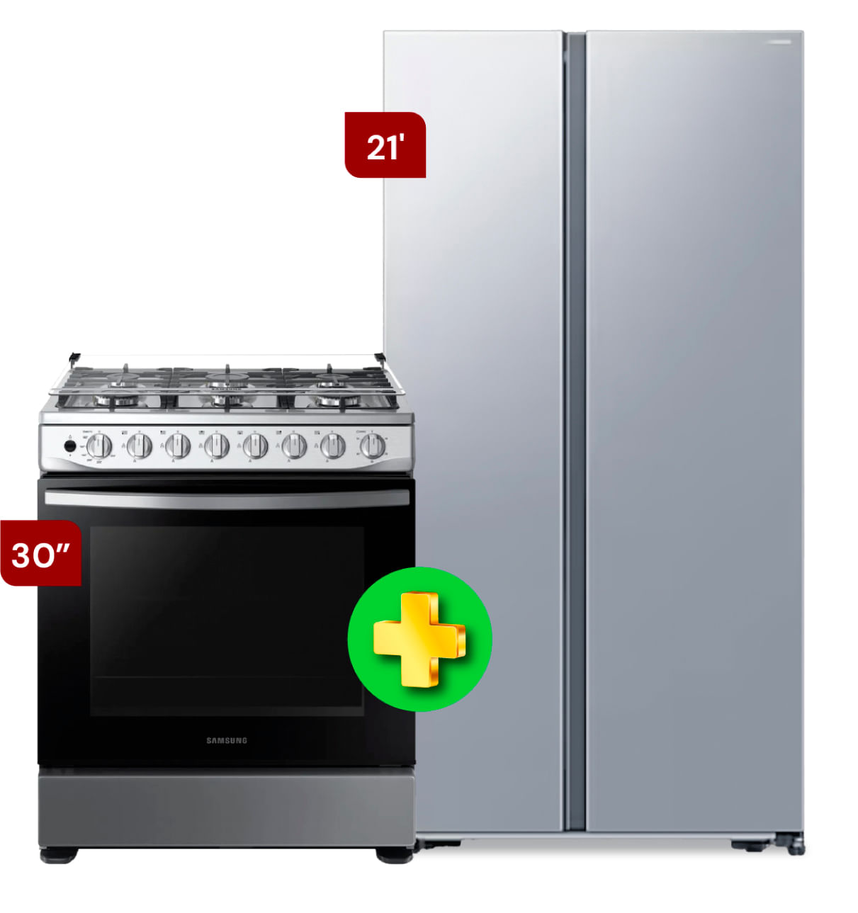Combo Refrigeradora Samsung Side by Side 21 Pies RS57DG4000M9AP + Estufa Samsung 30 NX52T5511LS/AP