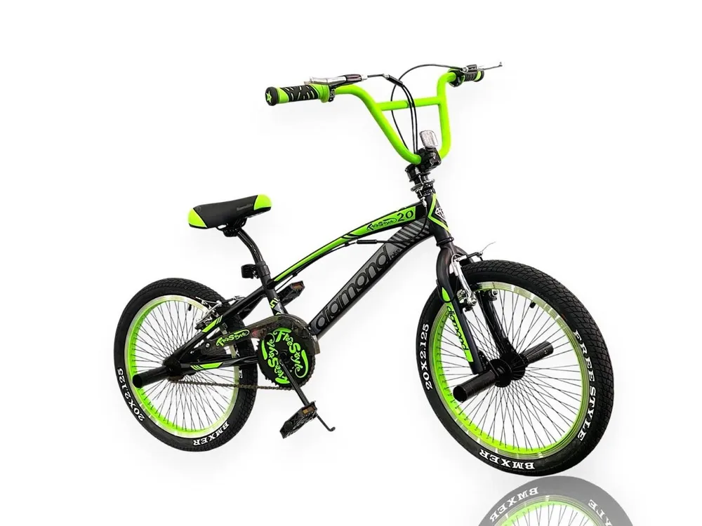 Bicicleta BMX20 Diamond BL105 con Timon BMX, 68 Rayos, Freno V-Brake, Tacos y Parador Trasero en Colores Varios