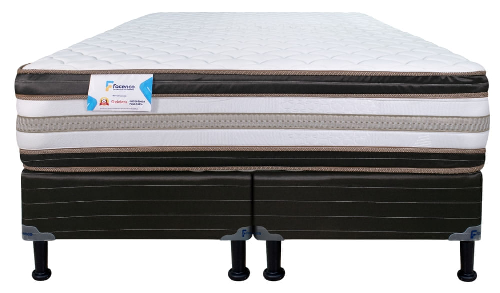 Set Colchón King Size Facenco Ortopédico Plus Doble Pillow Top Base Incluida
