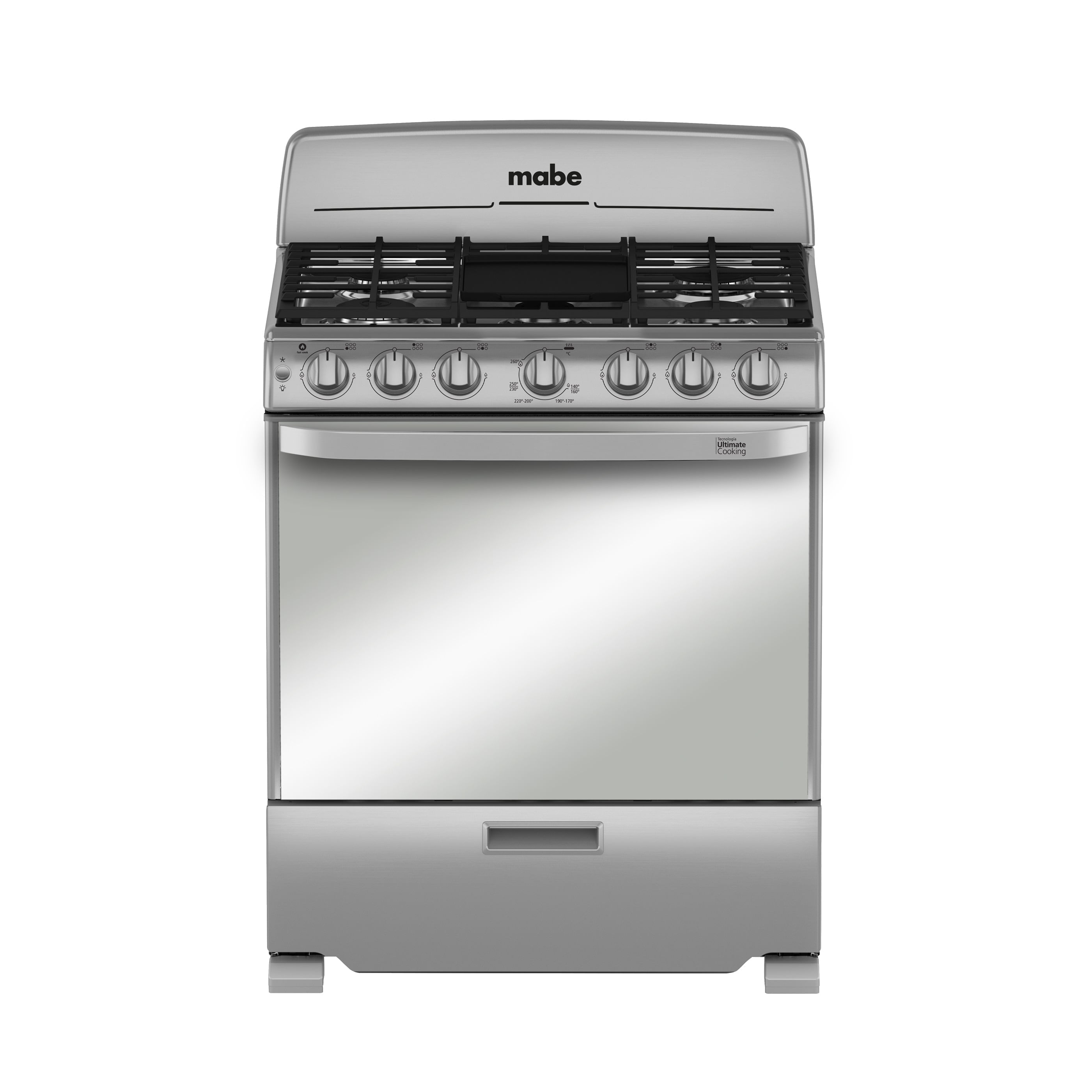 Estufa de Gas Mabe 30 Pulgadas 6 Quemadores Acero Inoxidable Fast Cook Horno Perfect Cook EM7659BFIX2 Estufa de Gas Mabe de 30 pulgadas EM7659BFIX2